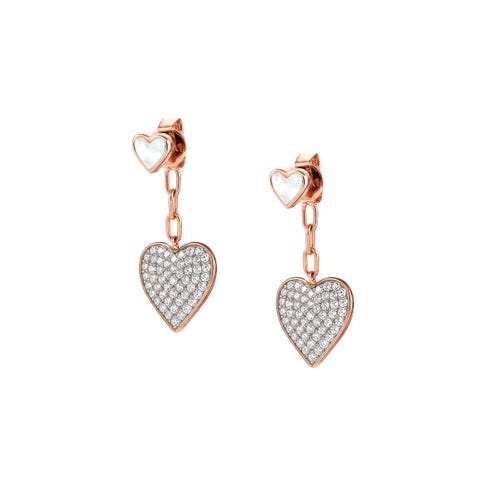 Boucles d'Oreille Courtes avec Coeurs Boucles d'Oreille en Argent 925
