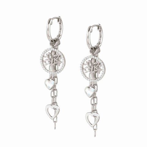 Long Vita earrings with Tree of Life Earrings in sterling silver with Symbols