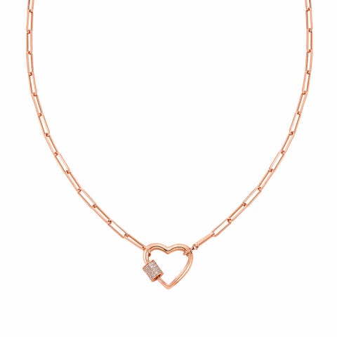 Collier Charming maille rectangle avec Coeur Collier avec symbole et Zircons