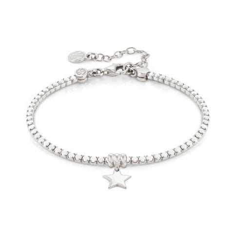 Chic&Charm bracelet, Star, White CZ Sterling silver jewel with white rhodium treated finish