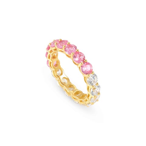 Chic&Charm Joyful Ed ring, White and Pink stones Silver ring with Cubic Zirconia