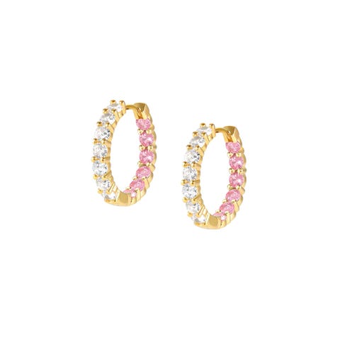 Creolen Ohrringe Chic&Charm Joyful Edition rosa und weiße Steine Ohrringe mit farbigen Zirkonia
