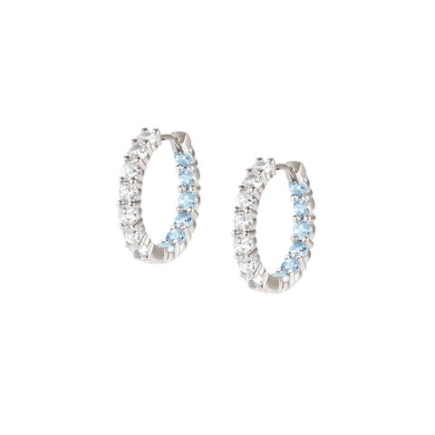 Boucles d’oreilles créoles Chic&Charm Joyful edition pierres bleu clair et blanches Boucles d’oreilles avec zircones cubiques colorées