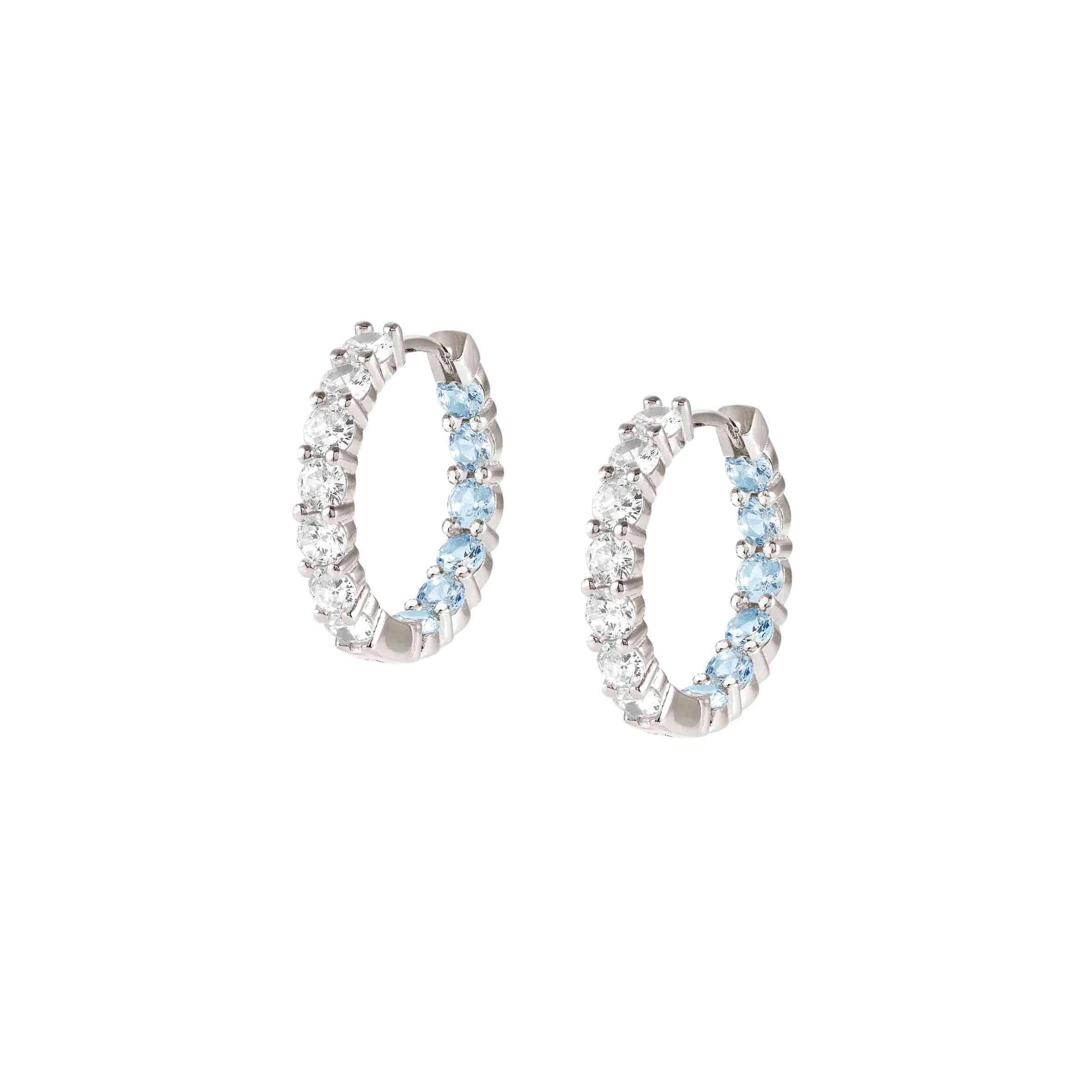 Nomination Orecchini a cerchio Chic&Charm Joyful Edition Pietre Azzurre e Bianche