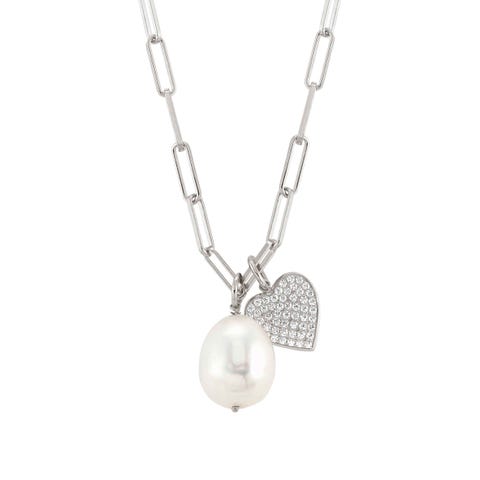 Collana White Dream con Cuore Collana in Argento 925 con perla