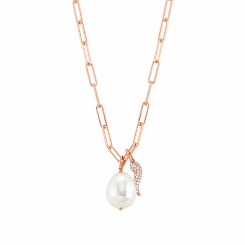 Collier White Dream avec Corne Collier en Argent 925 avec Perle