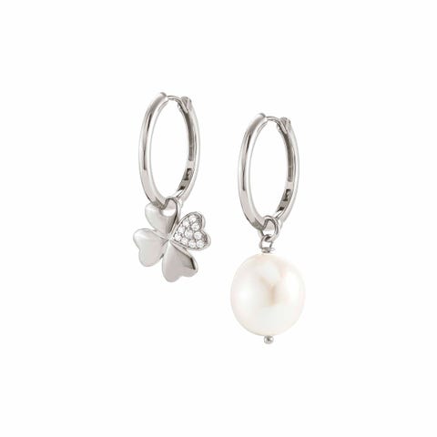 Orecchini White Dream con Quadrifoglio Orecchini in Argento e perla
