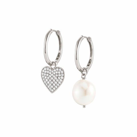 Orecchini White Dream con Cuore Orecchini in Argento e perla