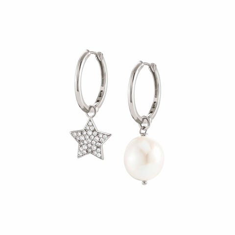 Boucles d’oreille White Dream avec Etoile Boucles d’oreille en Argent et Perle