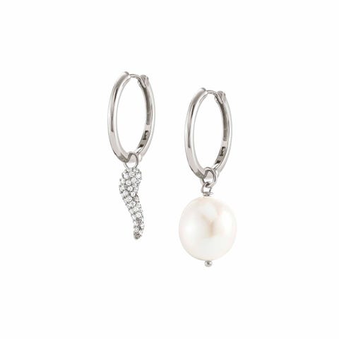 Orecchini White Dream con Corno Orecchini in Argento e perla