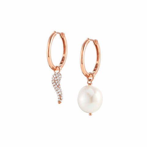Boucles d’oreille White Dream avec Corne Boucles d’oreille en Argent et Perle