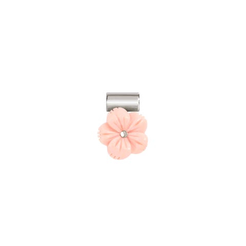SeiMia pendant, Pink Coral paste Flower Pendant in sterling silver and Coral paste