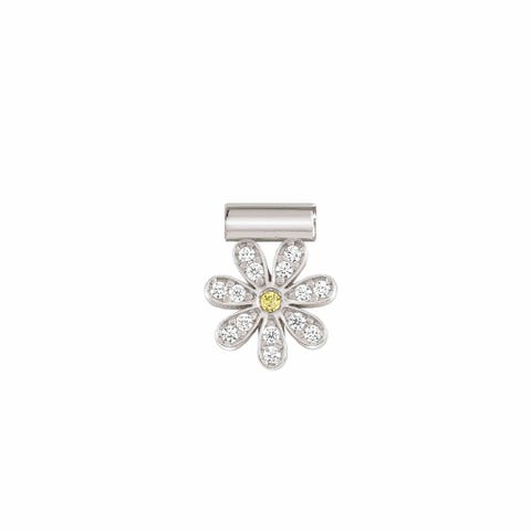 SeiMia Charm, Daisy in sterling silver Pendant with white and yellow Cubic Zirconia