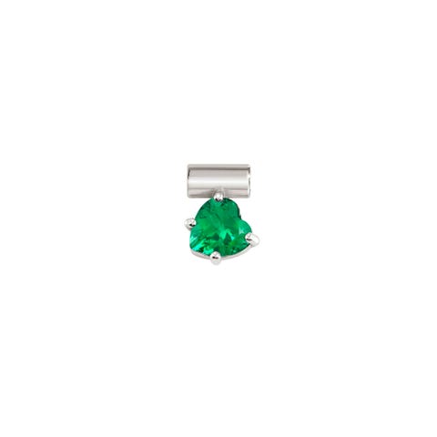 SeiMia Charm - Heart, Green Stone Charm with coloured Cubic Zirconia set in sterling silver