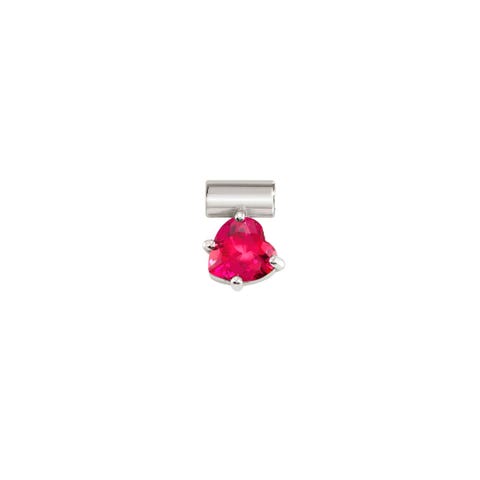 SeiMia Charm - Heart, Red Stone Charm with coloured Cubic Zirconia set in silver