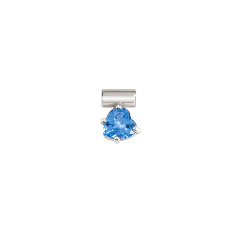 SeiMia Charm - Heart, Light Blue Stone Sterling silver charm with coloured Cubic Zirconia