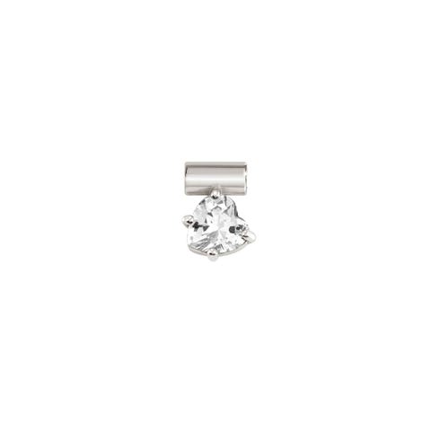 SeiMia Charm - Heart, White Stone Heart symbol charm with sterling silver
