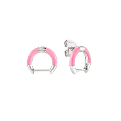 SeiMia single earring, sterling silver, Pink enamel Single stud earring, can be personalised