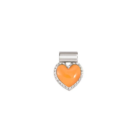 SeiMia pendant, Orange Heart Sterling silver pendant with coloured enamel