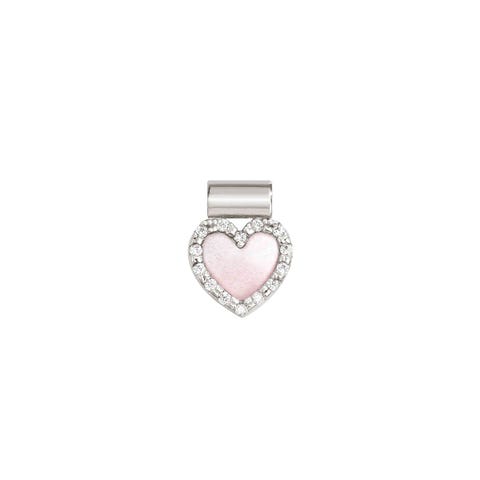 SeiMia pendant, Pink Mother of Pearl Heart, CZ Symbol pendant in Mother of Pearl with Stone