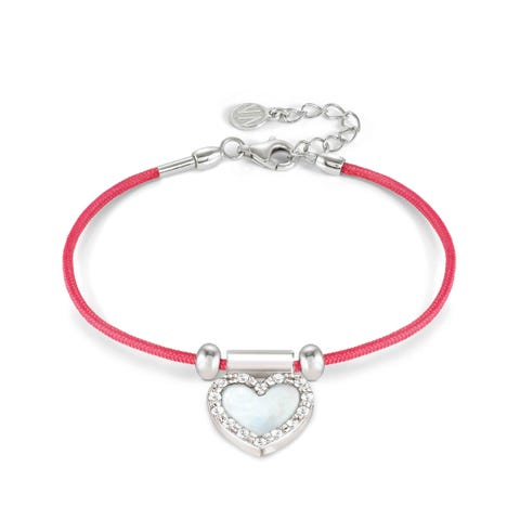 SeiMia bracelet, Red, Mother of Pearl Heart Bracelet with sterling silver symbol