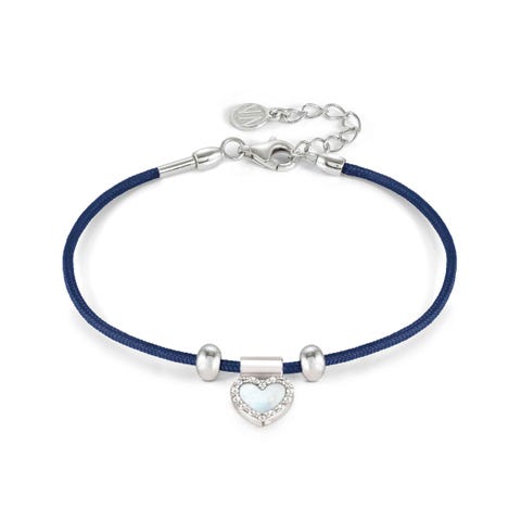 Blue SeiMia bracelet, Mother of Pearl Heart Bracelet with sterling silver pendant