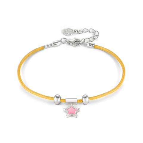 Bracelet SeiMia jaune avec étoile fuchsia Bracelet composé avec symbole en émail coloré