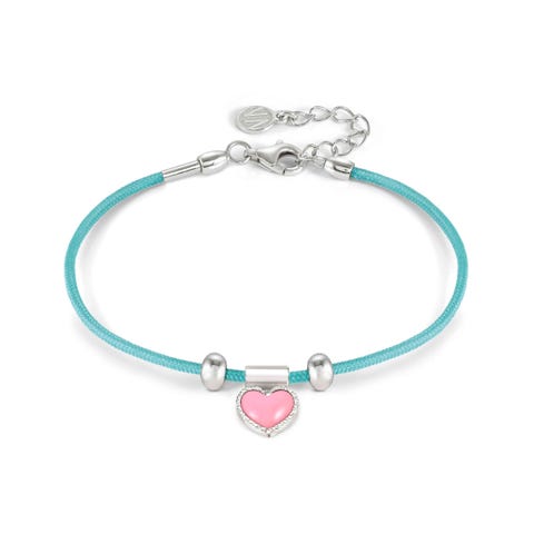 SeiMia bracelet,Turquoise, Fuchsia Heart Bracelet with symbol in coloured enamel
