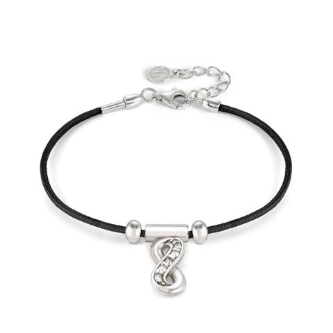SeiMia bracelet, Black, Infinity Bracelet with pendant with Cubic Zirconia silver symbol