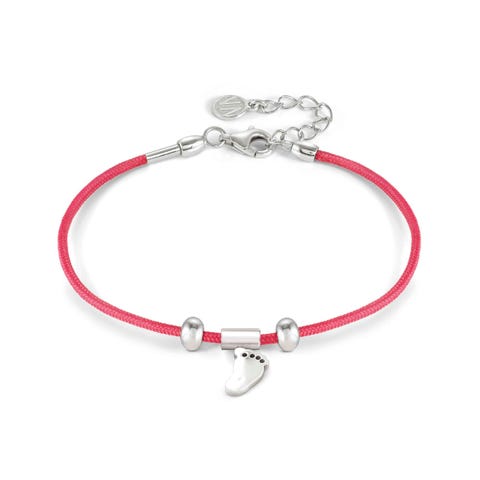 SeiMia bracelet, Red, Footprint Bracelet with symbol in sterling silver