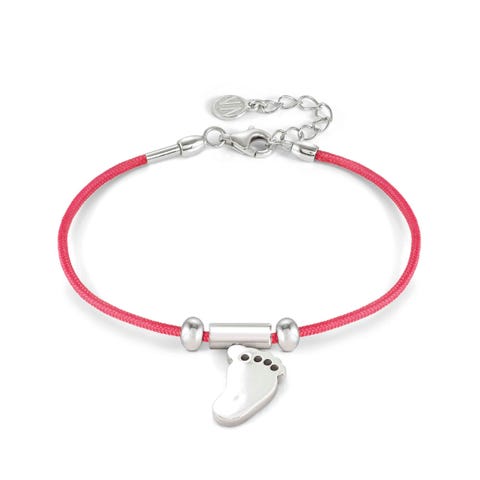 SeiMia bracelet, Red, Footprint Bracelet with symbol in sterling silver