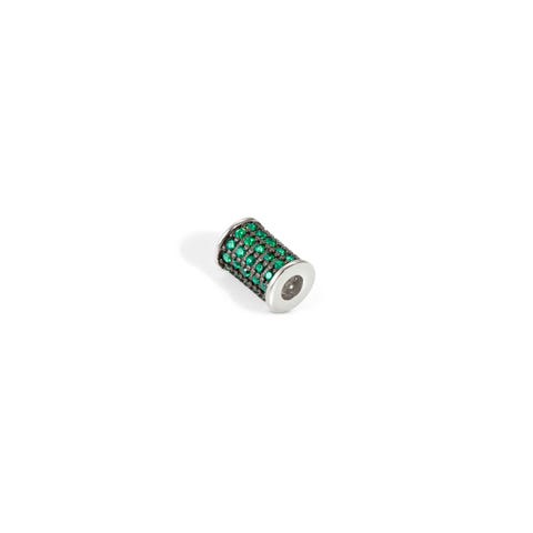SeiMia spacer tube with Green Cubic Zirconia Decorative element in sterling silver with Cubic Zirconia