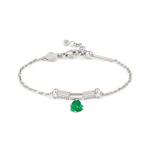 Bracelet SeiMia avec oxyde de zirconium vert Bracelet en argent 925 composé par un pendentif en forme de cœur vert.