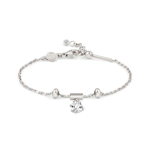 SeiMia bracelet, White Cubic Zirconia Sterling silver Ready to Wear bracelet with White Heart pendant 