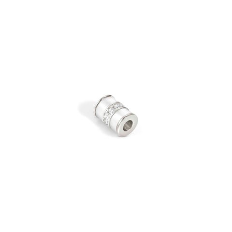 SeiMia spacer tube, white enamel, White CZ Sterling silver decorative element with white Cubic Zirconia