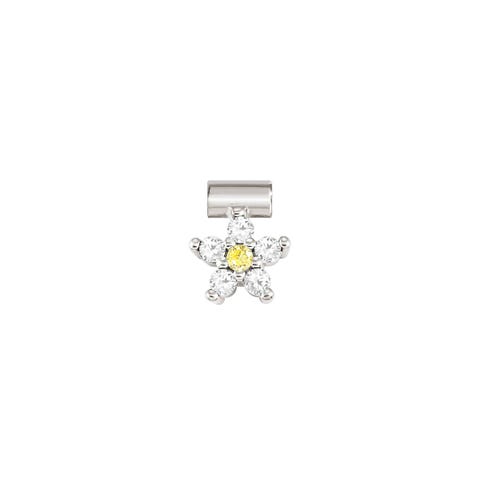 SeiMia pendant, White Flower, CZ Sterling silver decorative element with white and yellow Cubic Zirconia