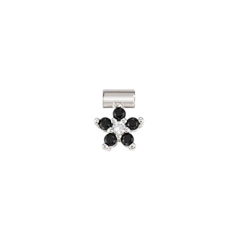 SeiMia pendant, Black Flower, CZ Sterling silver decorative element with white and black Cubic Zirconia