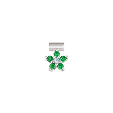 SeiMia pendant, Green and White Flower, CZ Sterling silver decorative element with green and white Cubic Zirconia