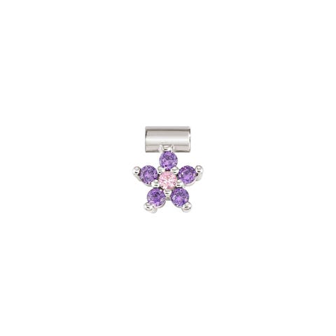SeiMia pendant, Purple and Pink Flower, CZ Sterling silver decorative element with purple and pink Cubic Zirconia