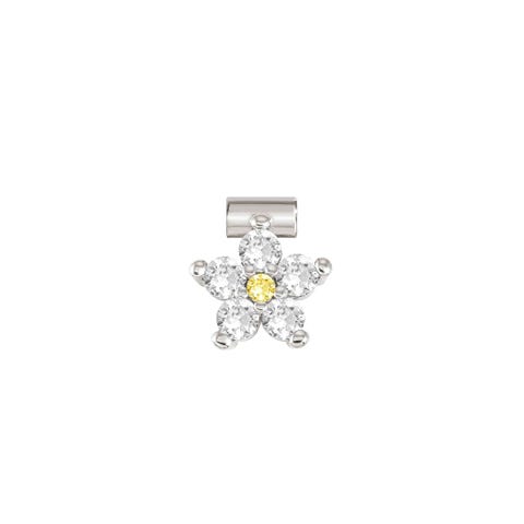 SeiMia pendant, large Flower, White and Yellow Sterling silver decorative element with white and yellow Cubic Zirconia