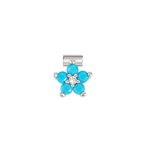 SeiMia pendant, large Flower, Turquoise, White CZ Sterling silver decorative element with White Cubic Zirconia and Turquoise