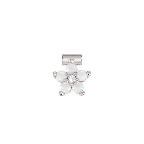SeiMia pendant, large Flower, Opal, White CZ Sterling silver decorative element with White Cubic Zirconia and White Opal