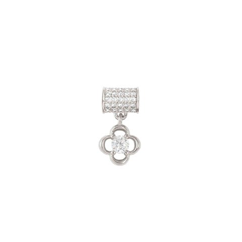SeiMia spacer tube, Four-Leaf Clover,CZ Sterling silver pendant with Four-Leaf Clover and Cubic Zirconia
