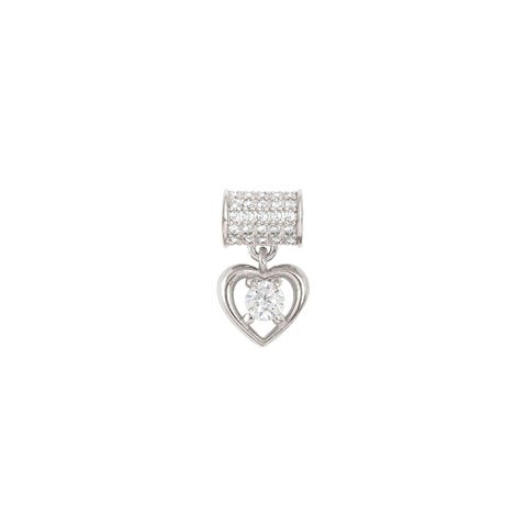 SeiMia spacer tube, Heart with CZ Sterling silver pendant with Heart and Cubic Zirconia