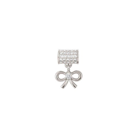 SeiMia spacer tube, Bow with CZ Sterling silver pendant with Bow with Cubic Zirconia