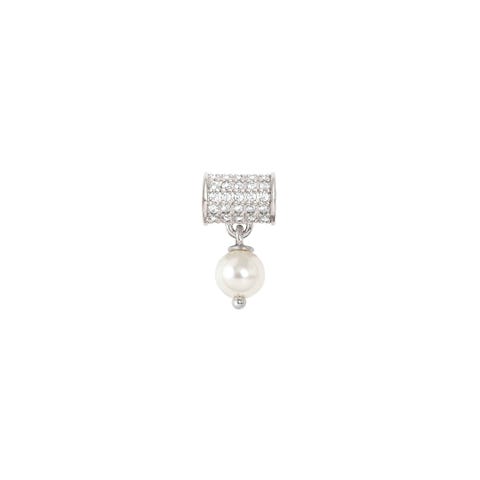 SeiMia spacer tube, CZ Pavé, Simulated Pearl Sterling silver pendant with White Simulated Crystal Pearl