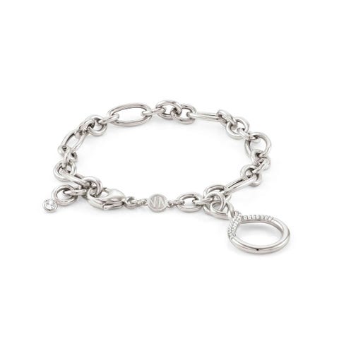Endless bracelet with Circle Sterling silver bracelet with pendant