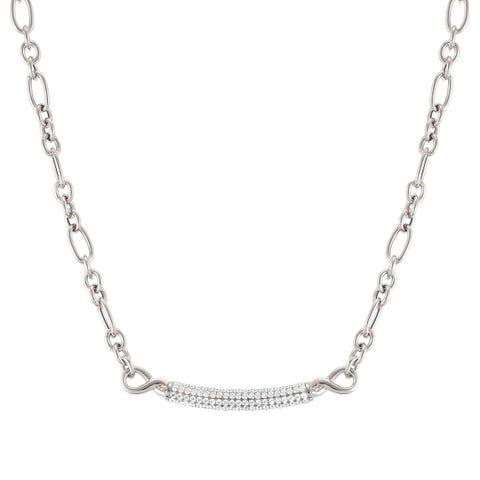 Endless necklace with Bar with stones Sterling silver necklace with Cubic Zirconia