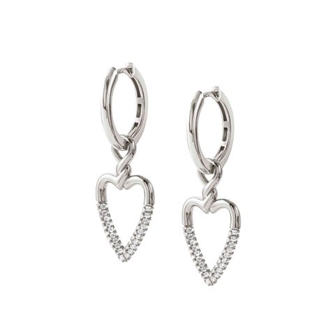 Endless earrings with Heart Earrings in sterling silver with stones