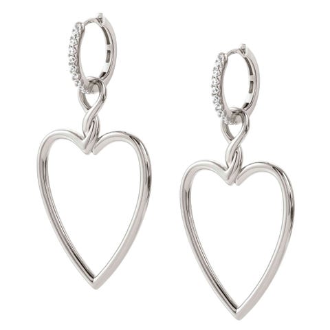 Endless earrings, big Heart Sterling silver earrings with stones